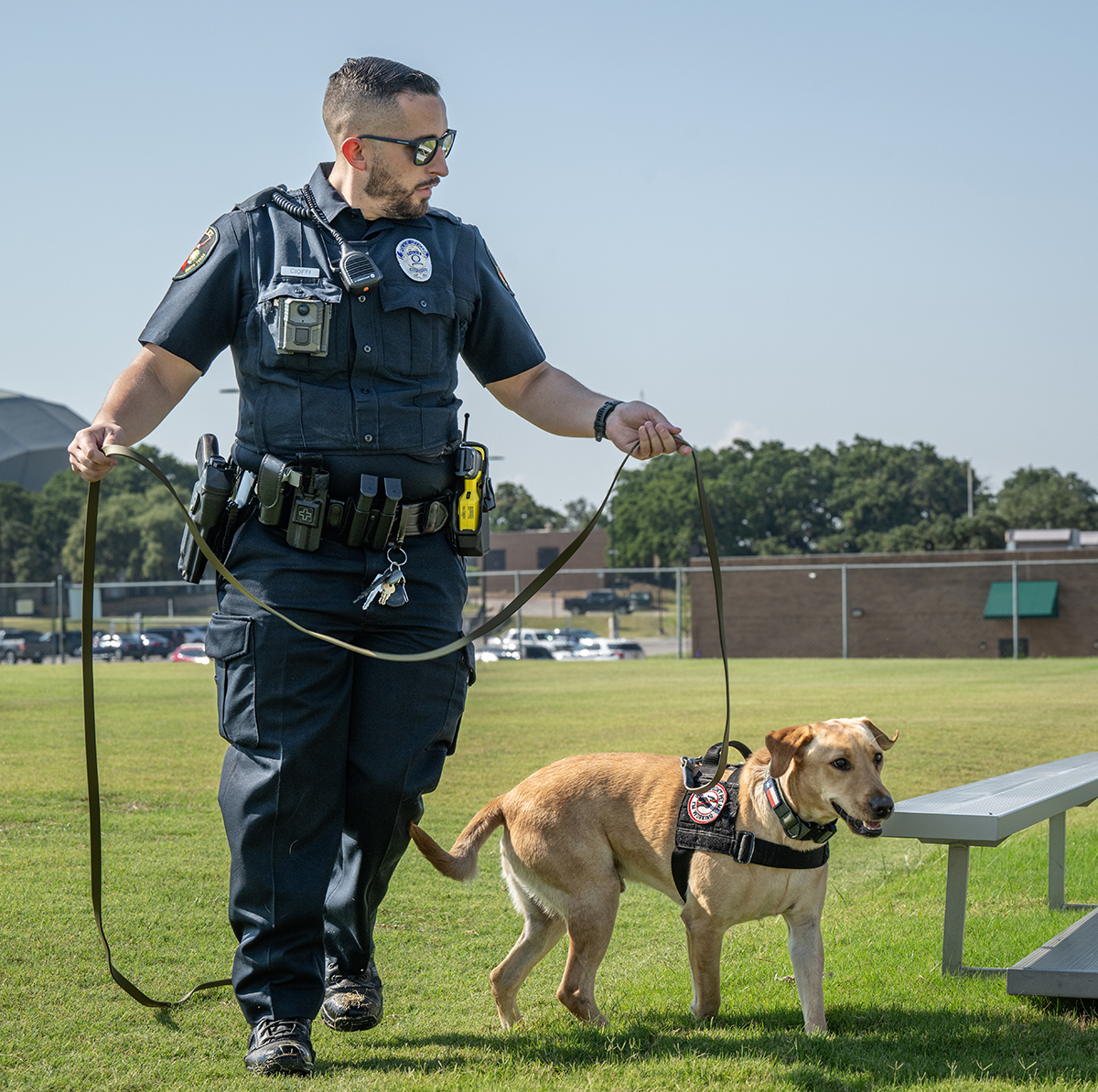 Officer Cioffi walking with K9 Watson